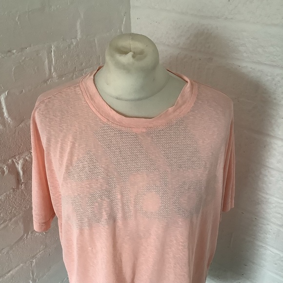 Adidas Oversize T Shirt - Size L 16/18 - Peach - Cotton - P2P 23โ - Picture 2 of 8